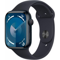 Apple Watch Series 9, 45 мм, корпус из алюминия цвета «тёмная ночь», силиконовый ремешок цвета «тёмная ночь»